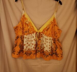 FP Movement by Free People Yellow and Orange Floral Camisole